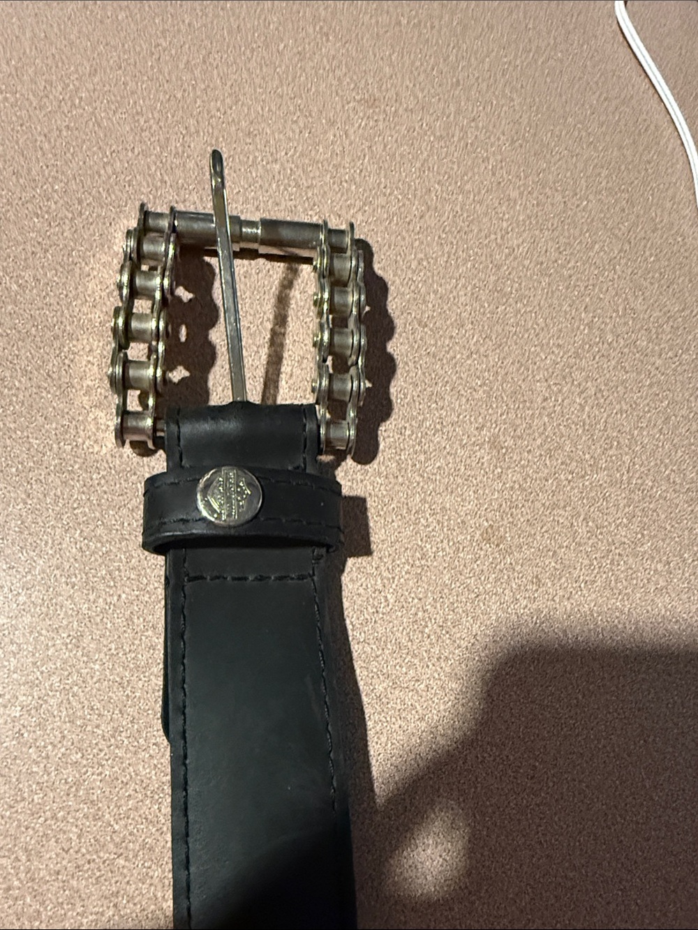 Harley-Davidson Black Leather Belt with Chain-Link Buckle